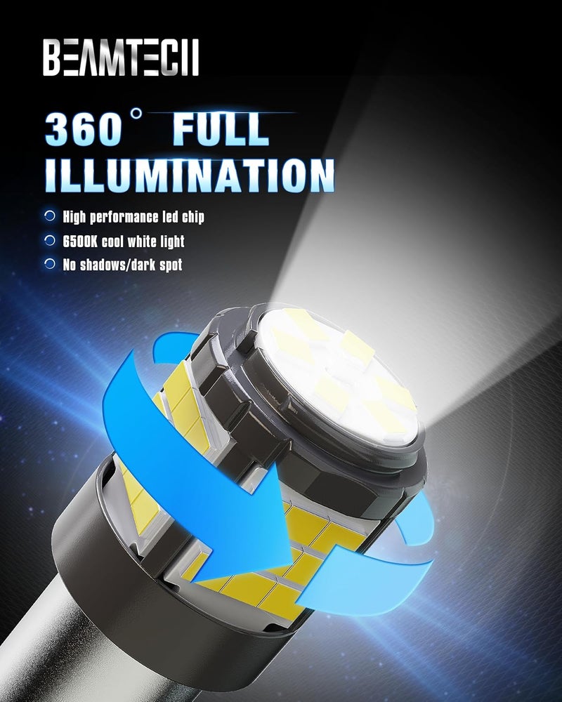BEAMTECH Upgraded 1157 LED Bulbs Brake Tail Lights, 6500K Cool White Super Bright, 2057 2357 7528 BAY15D Replacement for Back Up Reverse Parking Signal Lights, Front Rear Side Marker Lights, Pack of 2 - Image 4